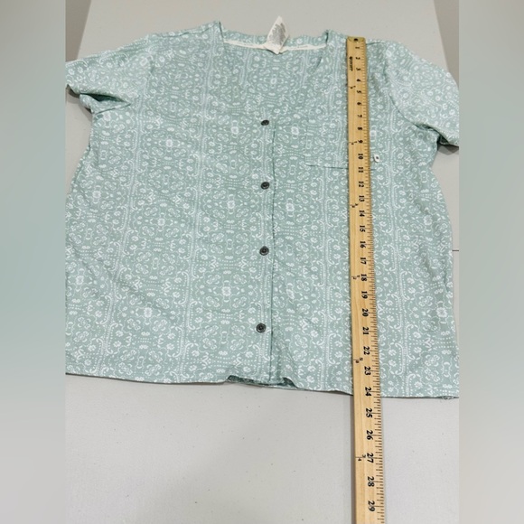 Lucky Brand 2 Pc PJ Pajama Set Women's GreenWhite PAISLEY Sleep Shorts Sz M Soft - Picture 6 of 9